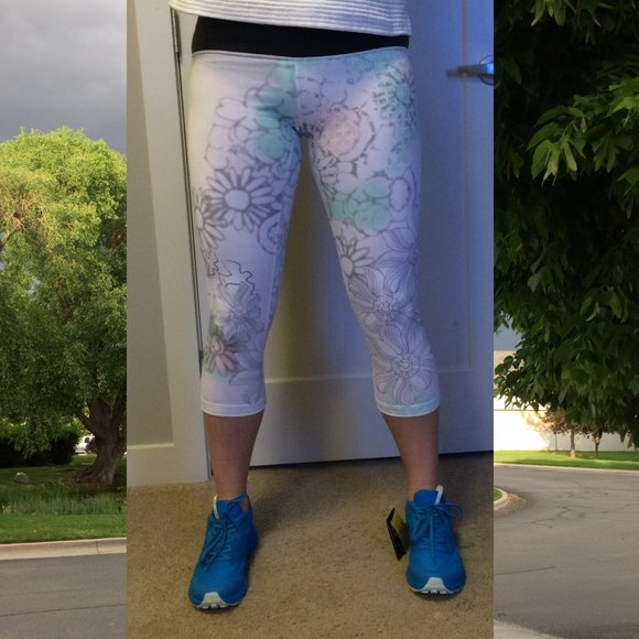 lululemon athletica white floral leggings 8 RARE - Picture 1 of 4